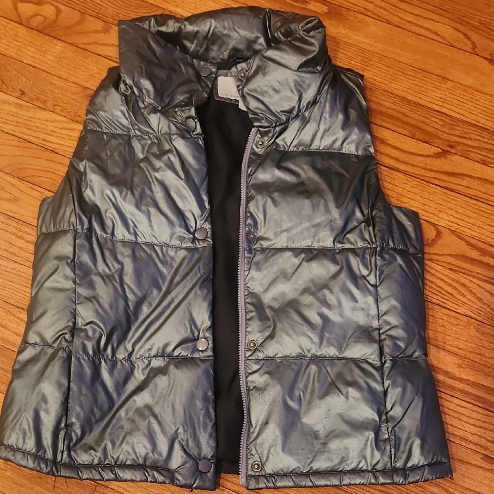 Old Navy Shiny Silver Puffer Vest